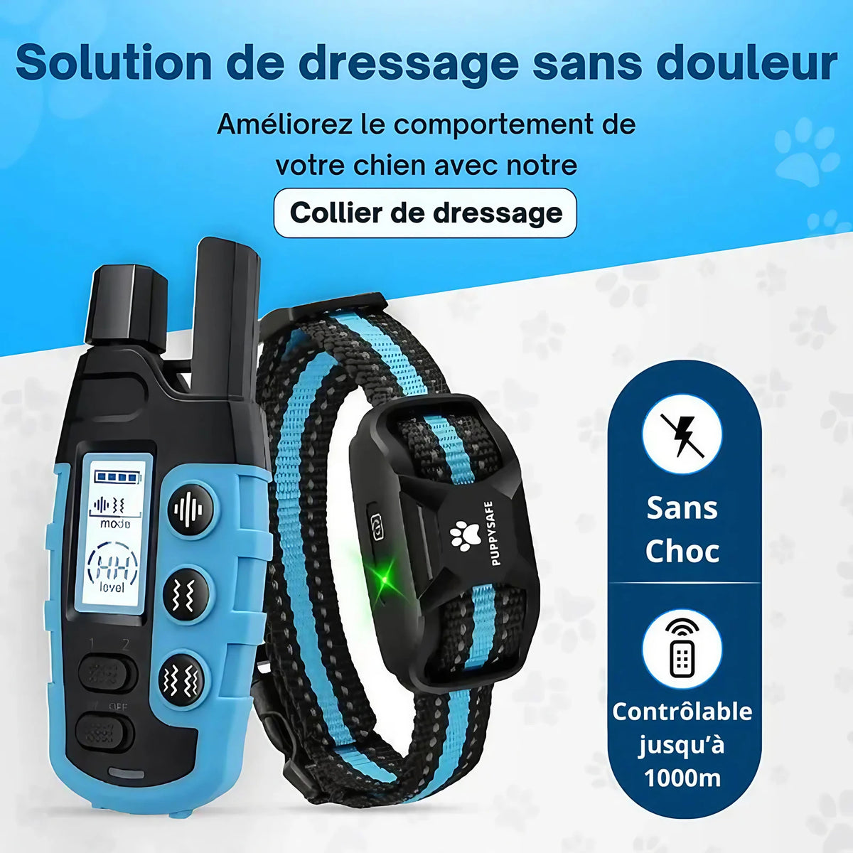 Collier d'éducation pour chien à vibration et son, sans choc