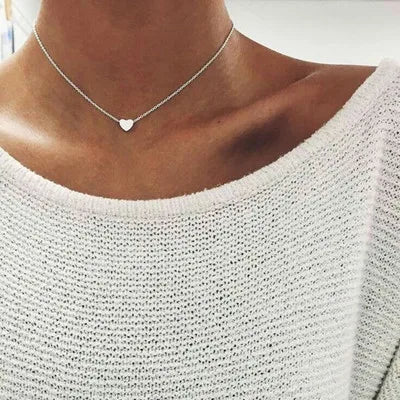 Collier femme trois rangs, pendentif cœur ou croix, doré ou argenté