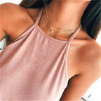 Collier femme trois rangs, pendentif cœur ou croix, doré ou argenté