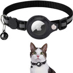 Collier chat réfléchissant à clochette, avec ou sans traceur, noir