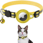 Collier chat réfléchissant à clochette, avec ou sans traceur, jaune