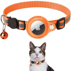 Collier chat réfléchissant à clochette, avec ou sans traceur, orange