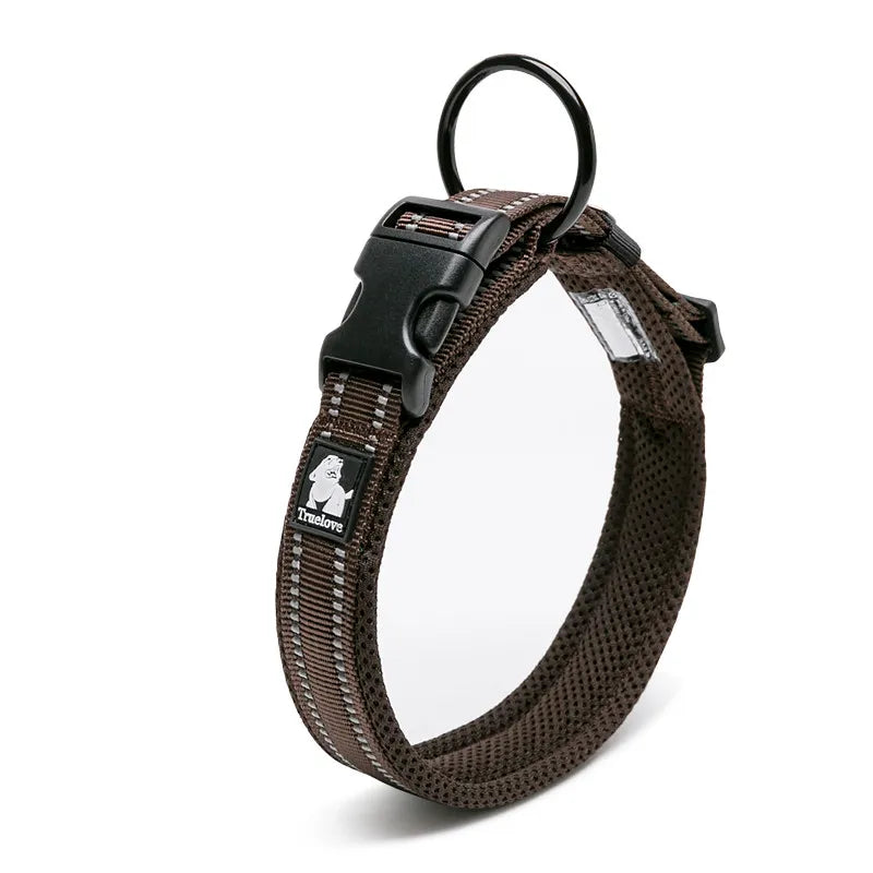 Collier pour chien réfléchissant en nylon, réglable, XXS au 3XL, marron