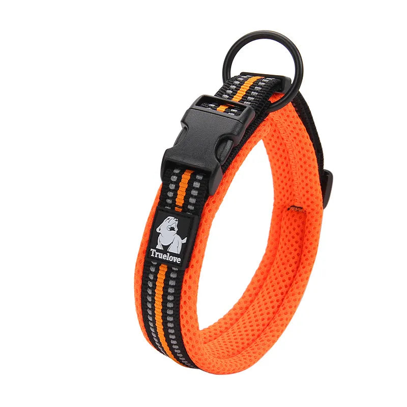 Collier pour chien réfléchissant en nylon, réglable, XXS au 3XL, orange
