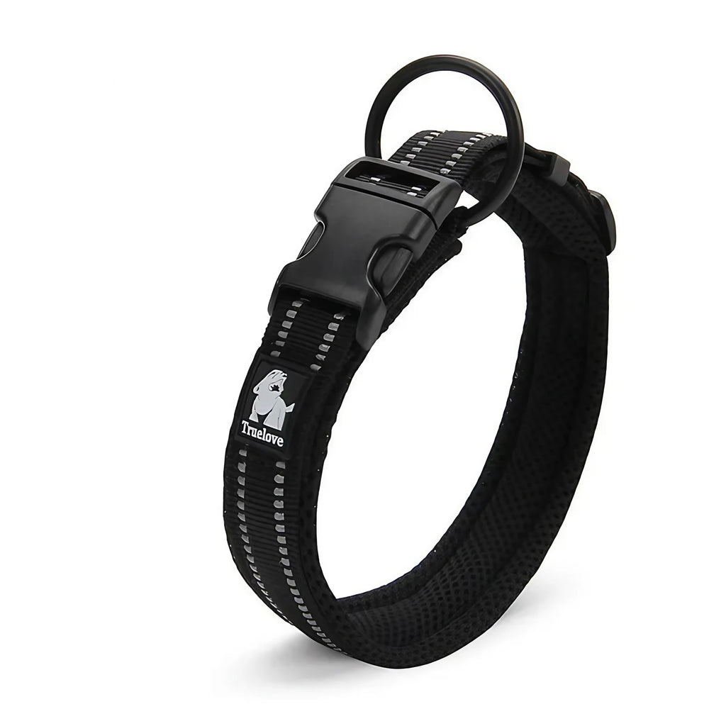 Collier pour chien réfléchissant en nylon, réglable, XXS au 3XL, noir