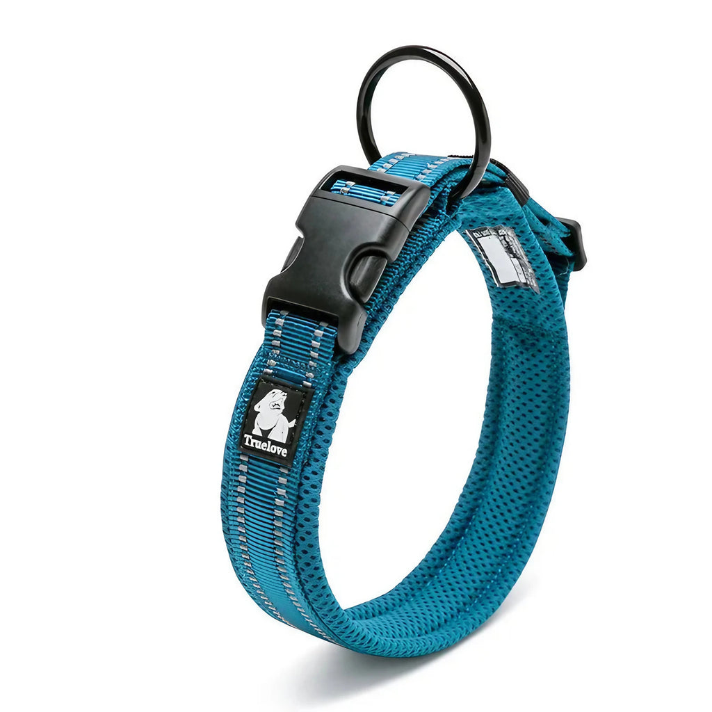 Collier pour chien réfléchissant en nylon, réglable, XXS au 3XL, bleu lac