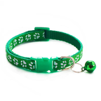 Collier pour chat réglable à clochette et motif patte, vert