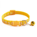 Collier pour chat réglable à clochette et motif patte, jaune