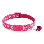 Collier pour chat réglable à clochette et motif patte, rose