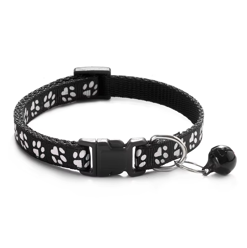 Collier pour chat réglable à clochette et motif patte