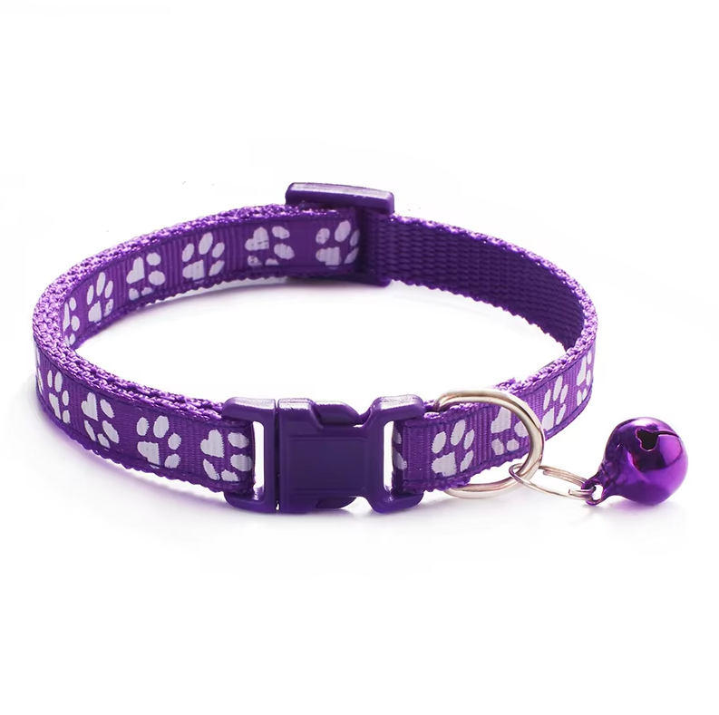 Collier pour chat réglable à clochette et motif patte