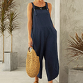 Combinaison ample femme à bretelles réglables et poches, bleu marine