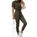Combinaison d'été femme à bretelles réglables, jambes larges, vert