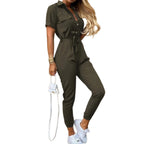 Combinaison d'été femme à bretelles réglables, jambes larges, vert