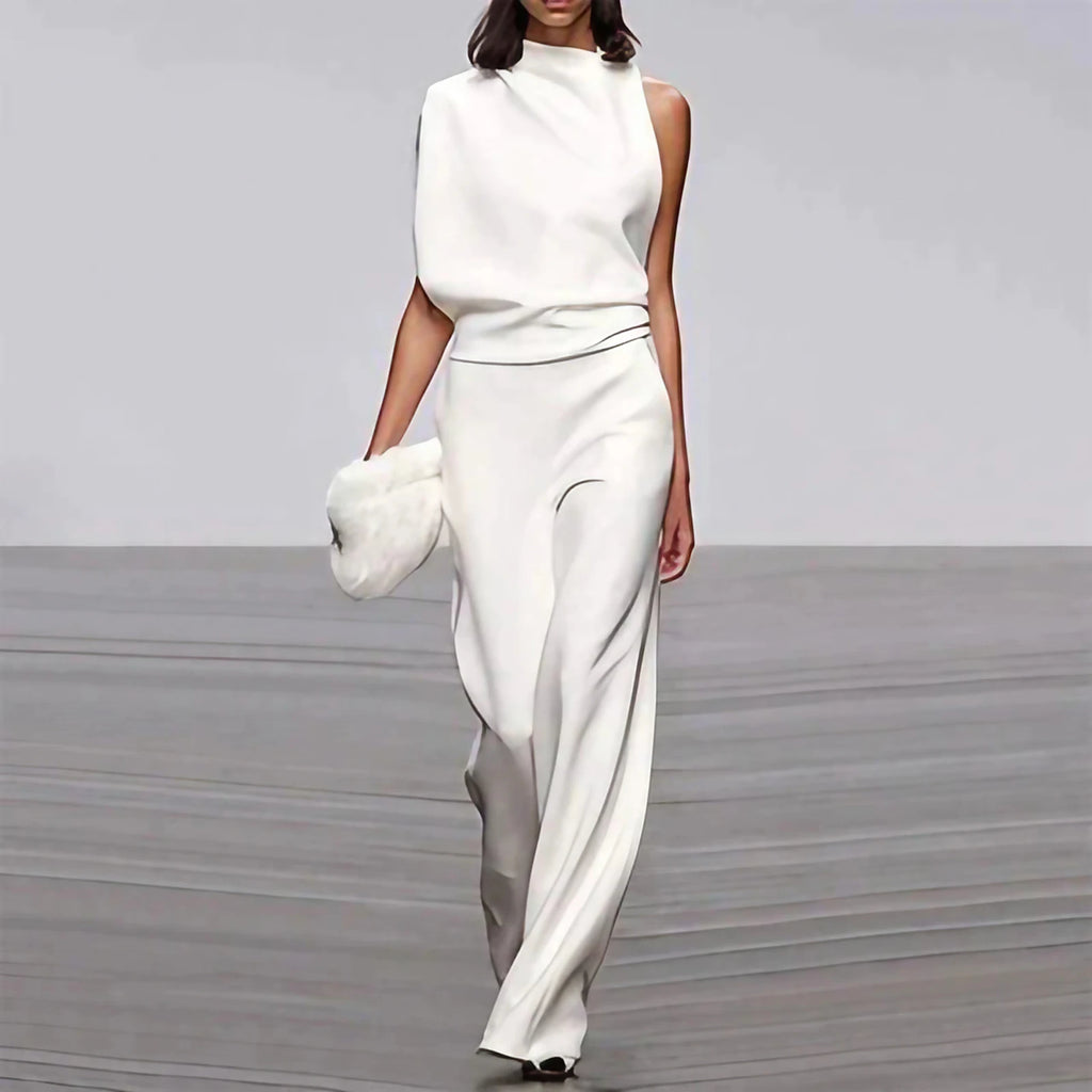 Combinaison femme sans manches à jambe large, du S au 3XL, blanc