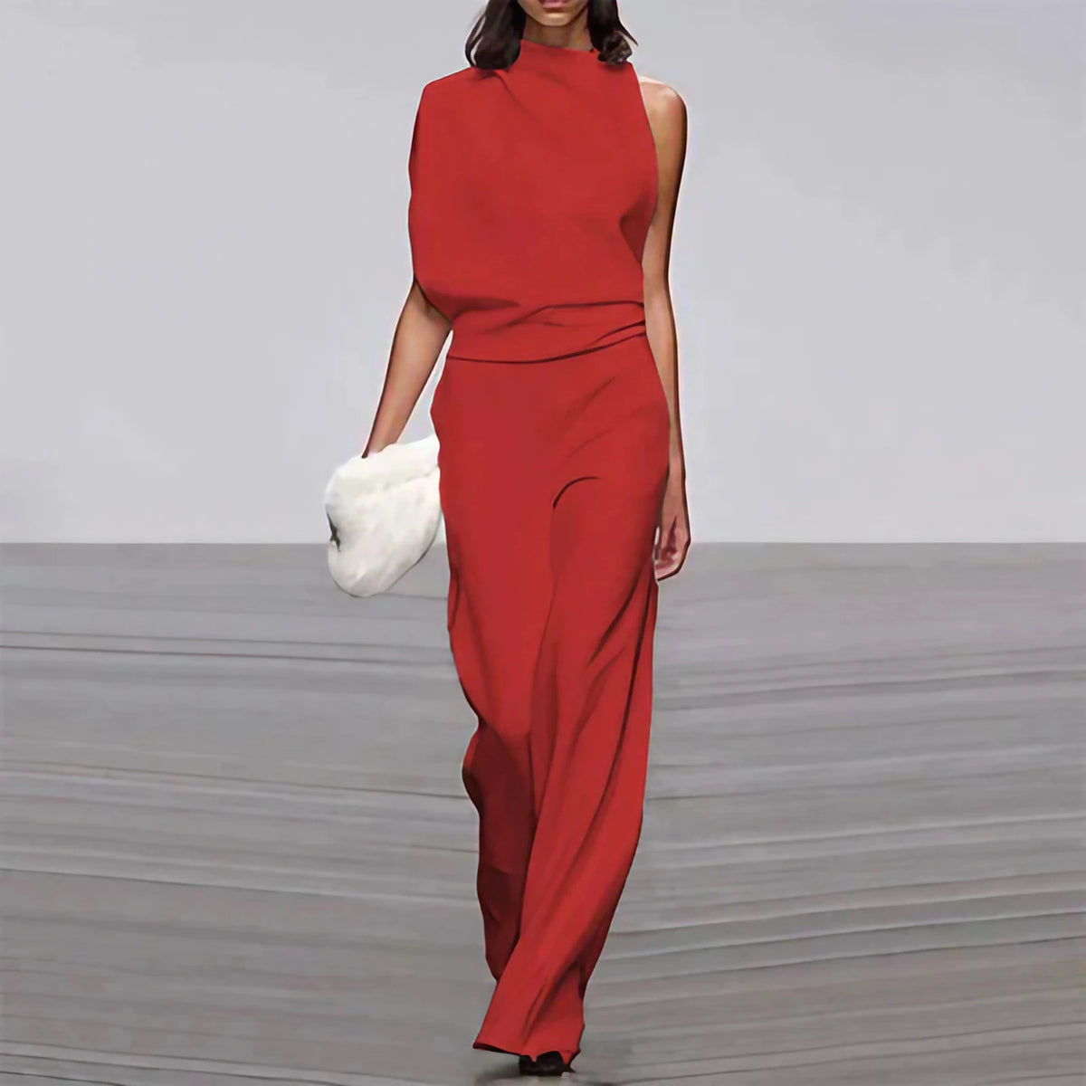 Combinaison femme sans manches à jambe large, du S au 3XL, rouge
