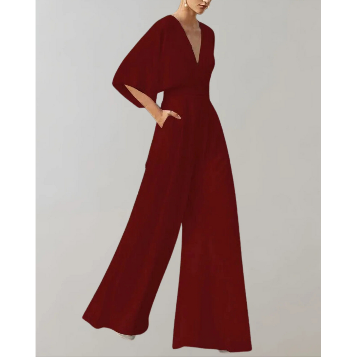 Combinaison pantalon femme fluide, neuf coloris, du S au 2XL, bordeaux