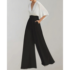 Combinaison pantalon femme fluide, neuf coloris, du S au 2XL, blanc et noir
