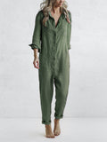 Combinaison pantalon femme à manches longues, quatre coloris, vert