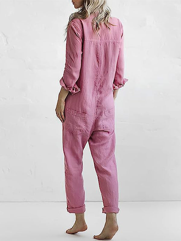 Combinaison pantalon femme à manches longues, quatre coloris
