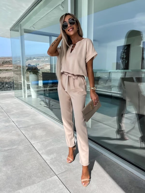 Combinaison femme à manches courtes pour l'été, quatre coloris, kaki