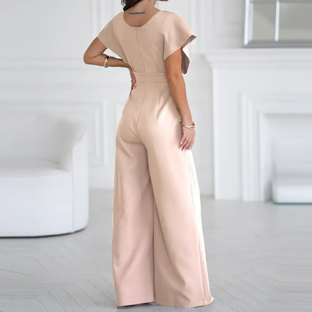 Combinaison pantalon femme jambes larges, manches papillon