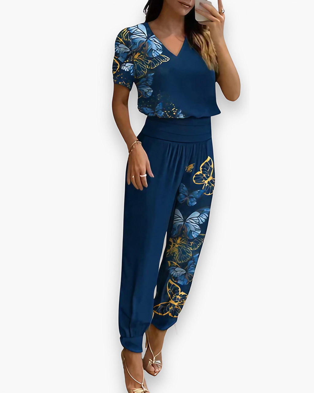 Combinaison femme ajustée à col V, neuf coloris, du S au 2XL, bleu