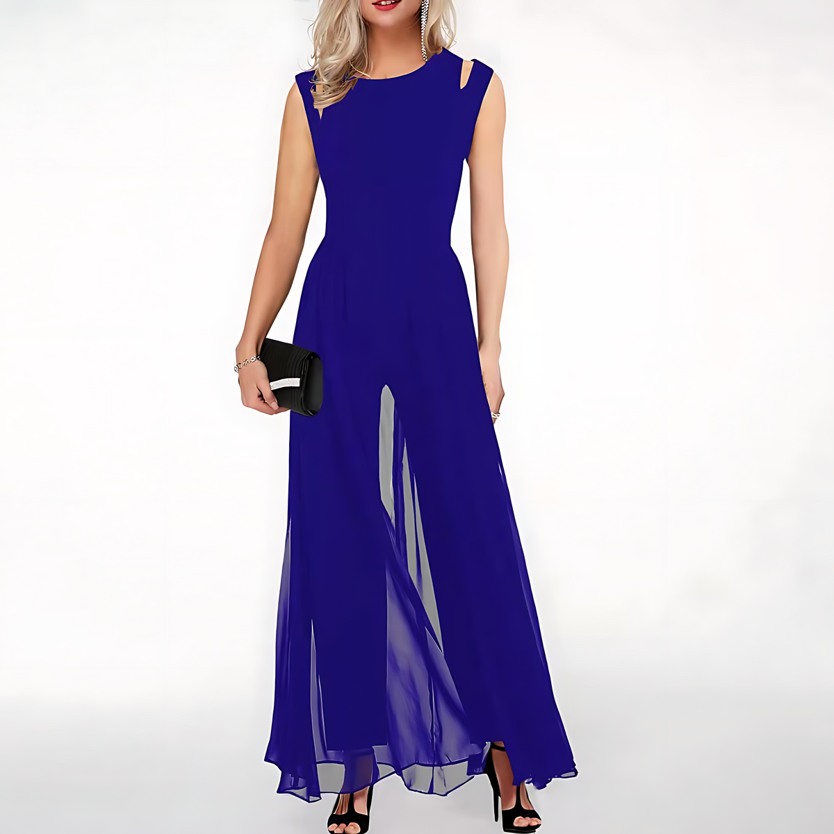 Combinaison femme en coton, coupe ajustée, noir ou bleu, bleu