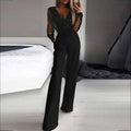 Combinaison de soirée scintillante femme, jambes larges, noire, noir