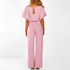Combinaison pantalon femme à jambes larges, ceinture à nouer