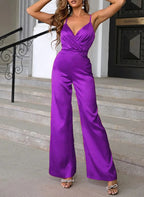 Combinaison pantalon femme à fines bretelles, pour cérémonie, violet