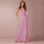 Combinaison pantalon femme à jambes évasées, huit coloris, rose