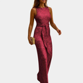 Combinaison pailletée femme pour soirée, six coloris, S au 2XL, bordeaux