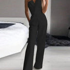 Combinaison longue femme sans manches, trois coloris, noir