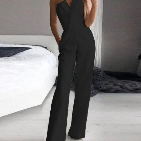 Combinaison longue femme sans manches, trois coloris, noir