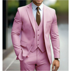 Costume 3 pièces homme pour mariage, veste, gilet et pantalon, rose