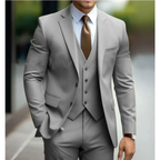 Costume 3 pièces homme pour mariage, veste, gilet et pantalon, gris clair