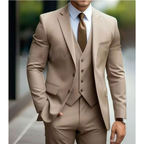 Costume 3 pièces homme pour mariage, veste, gilet et pantalon, marron clair