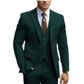Costume 3 pièces homme pour mariage, veste, gilet et pantalon, vert foncé
