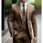 Costume 3 pièces homme pour mariage, veste, gilet et pantalon, marron