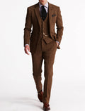 Costume 3 pièces homme en tweed, sept coloris, du S au 3XL, marron