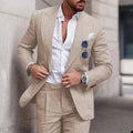 Costume de mariage homme deux pièces, simple boutonnage, beige
