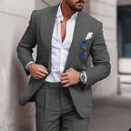 Costume de mariage homme deux pièces, simple boutonnage, gris foncé