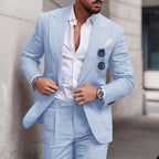 Costume de mariage homme deux pièces, simple boutonnage, bleu ciel