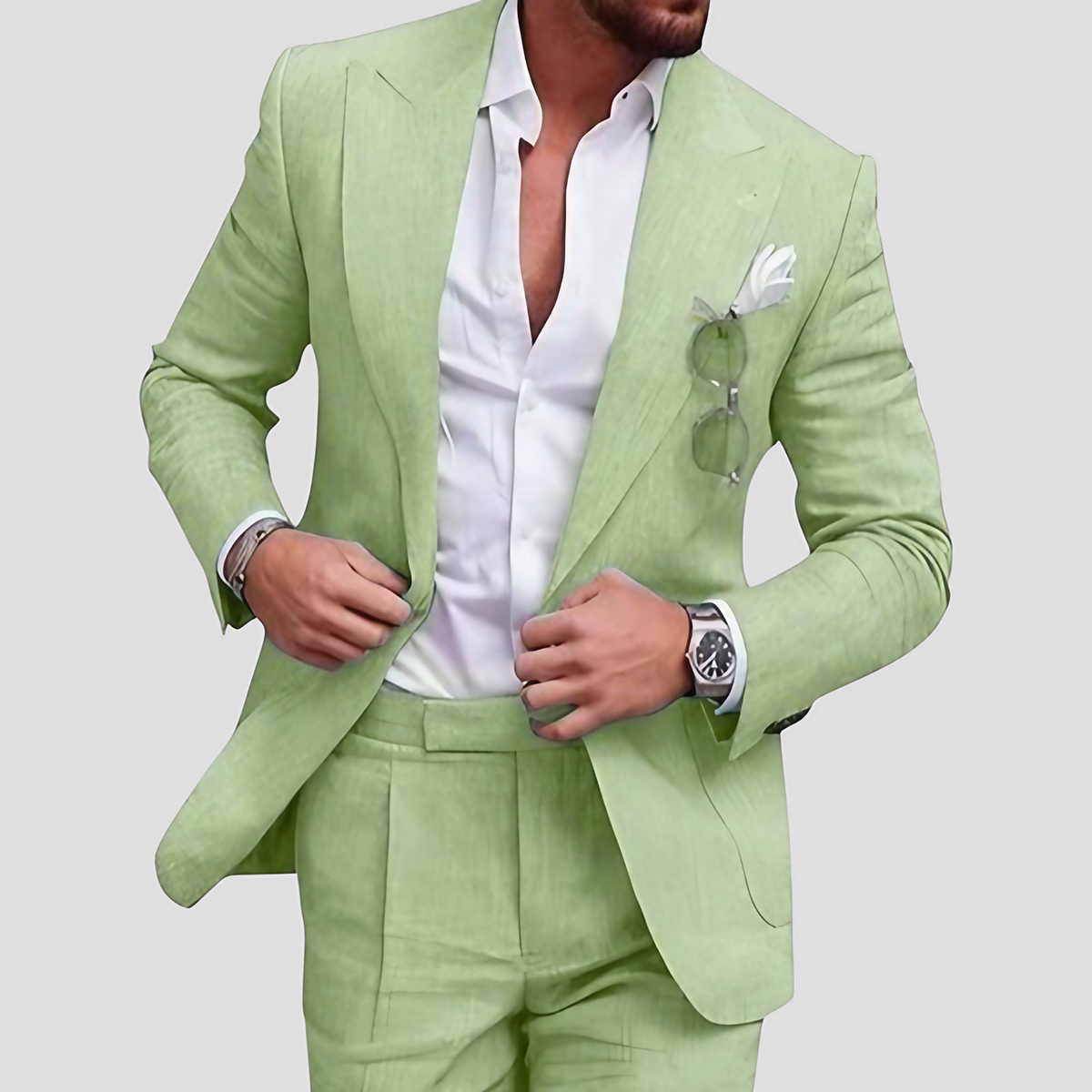 Costume homme deux pièces d'été, tons clairs, du M au 6XL, vert clair