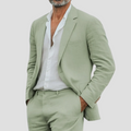 Costume homme d'été coupe décontractée, vert clair, bleu ou beige, vert clair