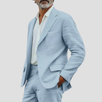 Costume homme d'été coupe décontractée, vert clair, bleu ou beige, bleu clair