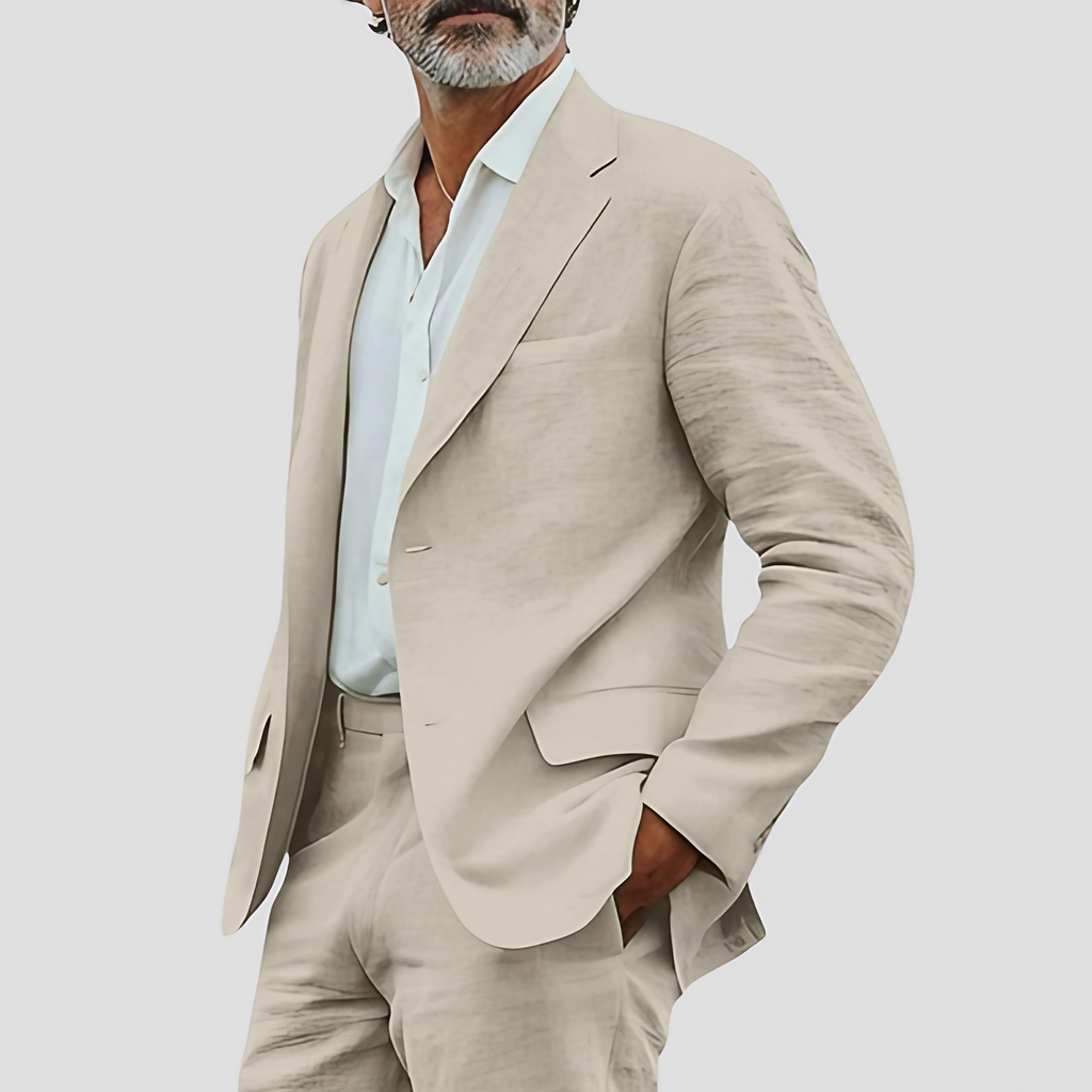Costume homme d'été coupe décontractée, vert clair, bleu ou beige, beige