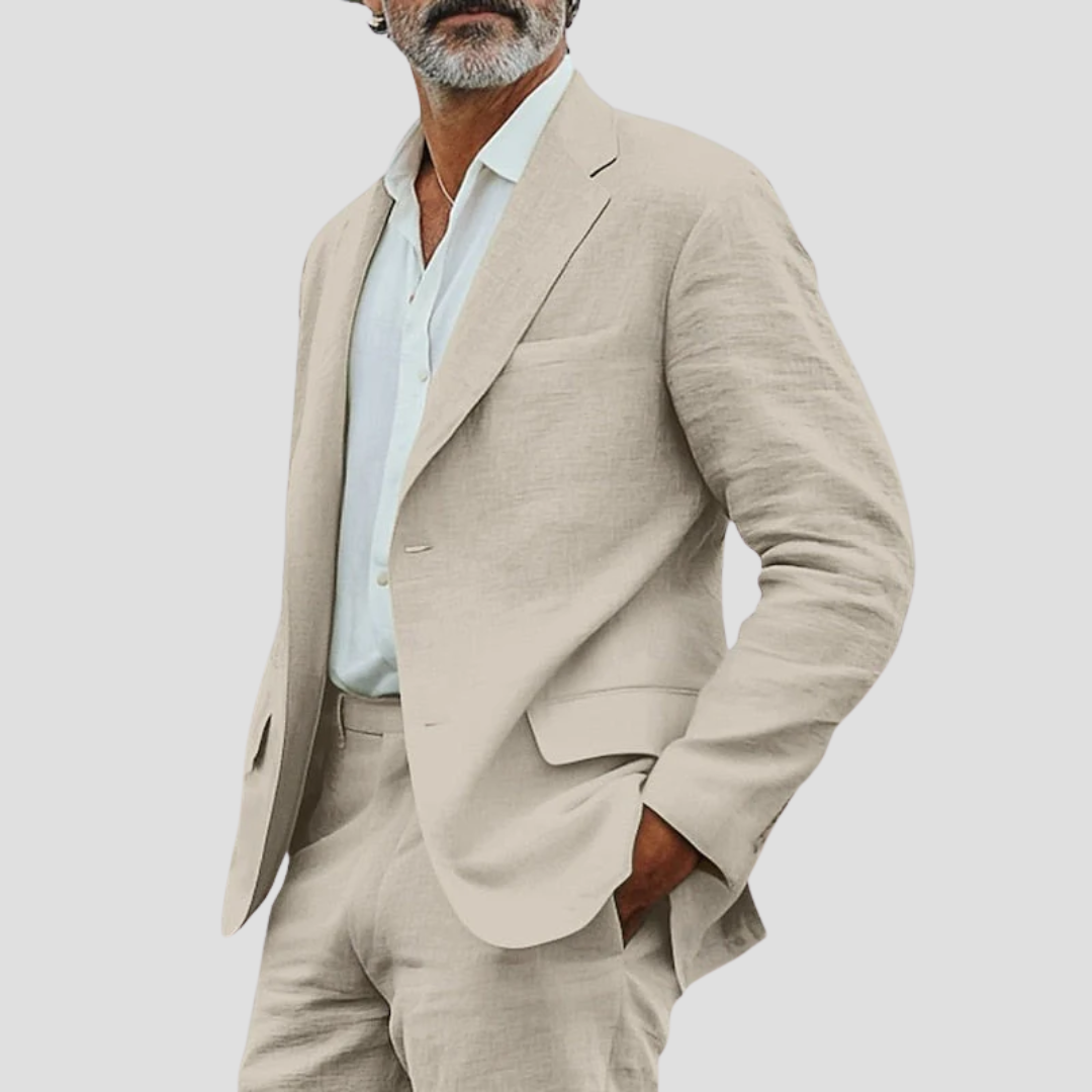 Costume homme d'été coupe décontractée, vert clair, bleu ou beige, beige
