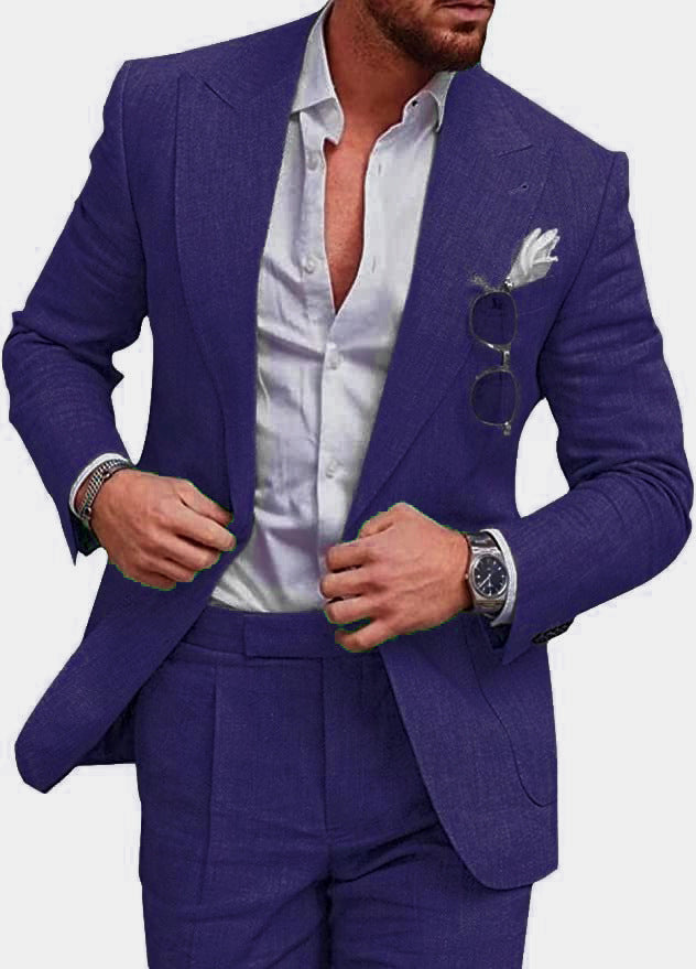 Costume léger homme coupe ajustée, dix coloris, du S au 2XL, pourpre foncé